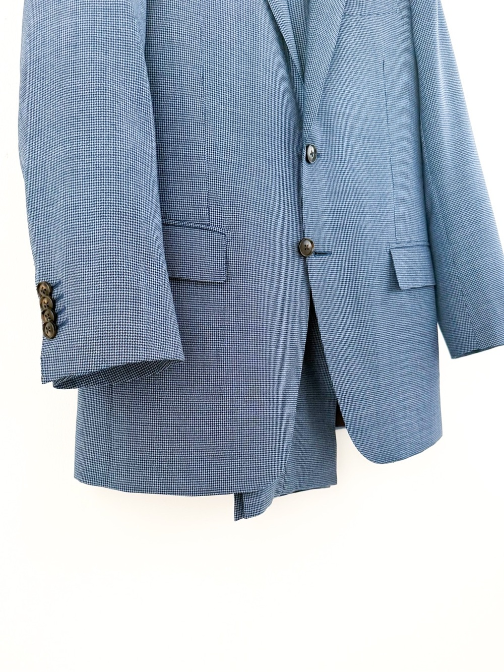Suitsupply Sienna Italian Wool Suit "Rustic Tropical" Blue Men's 40R Houndstooth - Picture 8 of 15